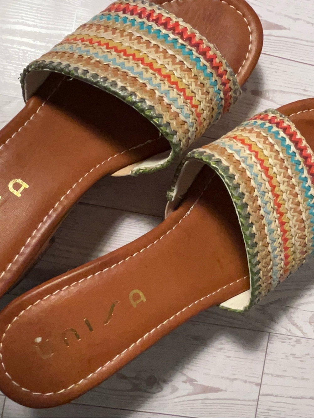 Unisa Multicolor Braided Slide Sandals